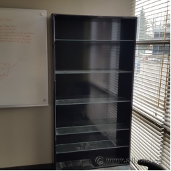 Black 84 x 42 Book Case with 5 Adjustable Glass Shelves